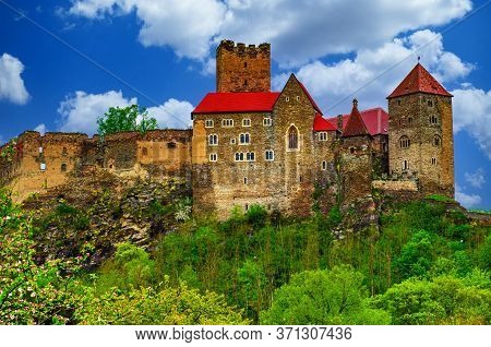 Hardegg Castle In The Thayatal Valley - Lower Austria At Spring Time.