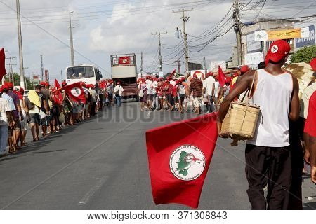 Salvador, Bahia / Brazil - April 10, 2013: Members Of The Landless Movement (mst) Are Seen During A 