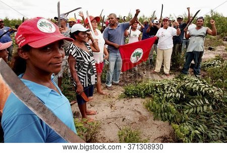 Eunapolis, Bahia / Brazil - April 21 2010: Members Of The Landless Movement - Mst - Are Seen During 