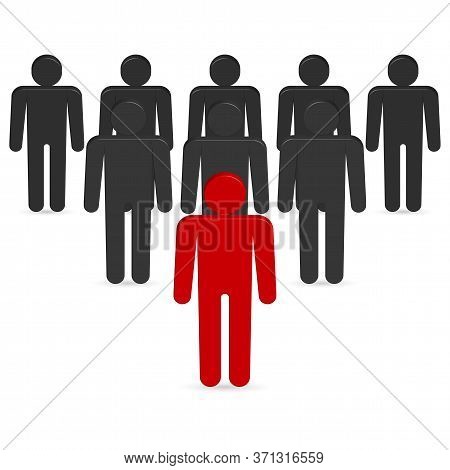 Set Of Stick Figures. Leader And Team Concept. 3d Style, Vector Illustration.