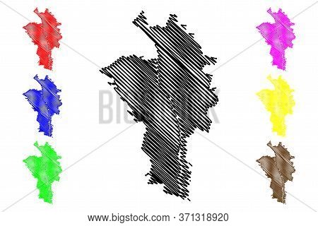 Vladikavkaz City (russian Federation, Russia, Republic Of North Ossetia-alania) Map Vector Illustrat