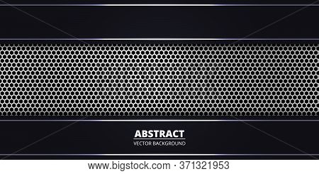 Abstract Background With Silver Hexagon Carbon Fiber. Abstract Background With Silver Luminous Lines