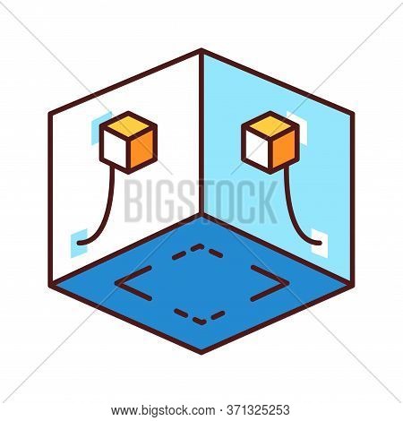 Virtual Reality Play Area Color Line Icon. Cyberspace, Simulation, Interactive. Pictogram For Web Pa