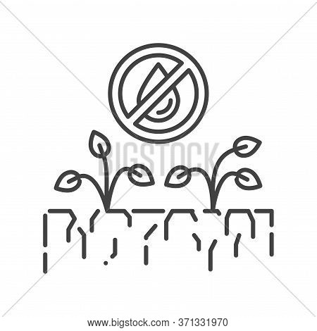 Drought Land Black Line Icon. Global Warming. Environmental Problems. Sign For Web Page, App. Ui Ux 