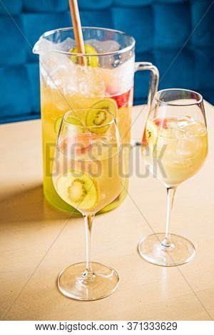 summr lemonade with kiwi fruits and strawberries