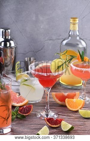 Drinks And Cocktails With Tequila-based Different Citrus Fruits