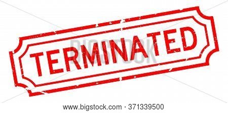 Grunge Red Terminated Word Rubber Business Seal Stamp On White Background
