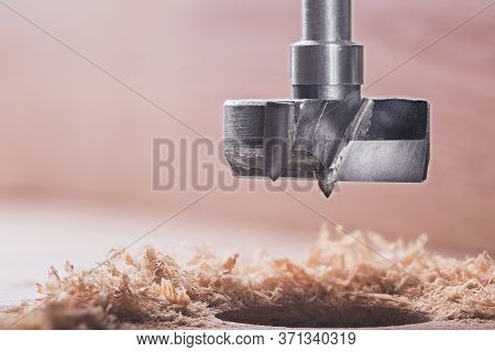 Metal Drill Bit Forstner Make Holes In A Wooden Oaks Plank