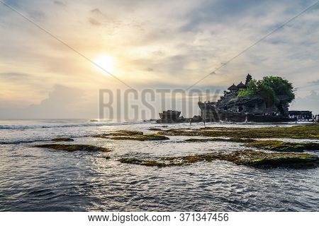 Tanah Lot Temple, The Most Important Indu Temple Of Bali, Indonesia Befor Sunset