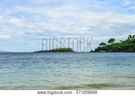 View On Ocean From Tropical Beach In Bali Near Chandidasa, Knowen As White Sand Beach