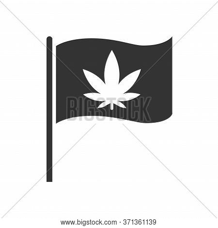 Rastafari Flag With Cannabis Black Glyph Icon. Leaf Marijuana Sign. Pictogram For Web Page, Mobile A