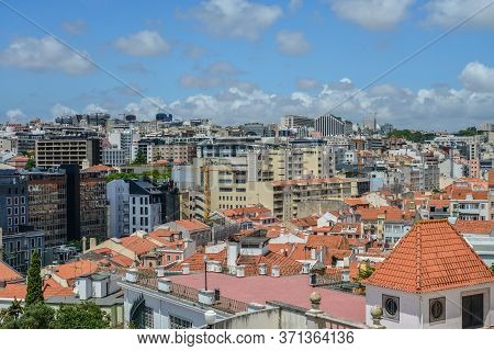 Lisbon, Portugal - July 4, 2019: View From The Torel Garden (jardim Do Torel) On Lisbon At Sunny Day