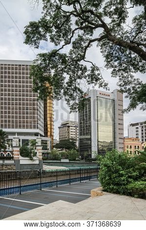 Kuala Lumpur, Malaysia - November 28, 2019: Panoramic View Of River Of Life Kolam Biru Water And Leb