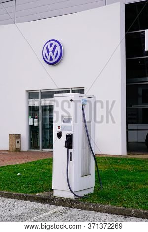 Bordeaux , Aquitaine / France - 02 01 2020 : Volkswagen Electric Car Dealership Public Charging Stat