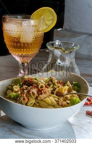 Sausage And Chopped Broccoli Penne Ragu Alla Bolognese With Lemonade