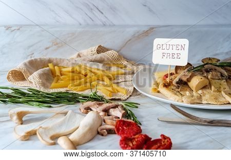 Creamy Italian Chicken Marsala With King Oyster Mushrooms And Sundried Tomatoes Served Over Penne Ri