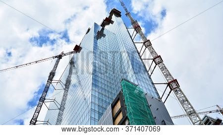 Warsaw, Poland. 14 June 2020. Roundabout Daszynski. New Skyscrapers In The Financial District Of Dow