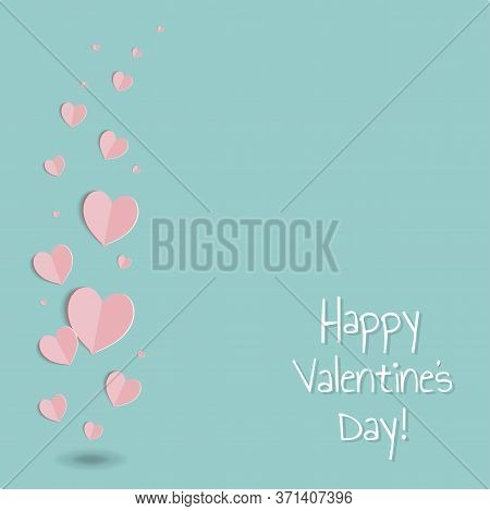 Valentines Day Card With Hearts With Gradient Mesh, Vector Illustration