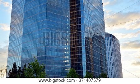 Warsaw, Poland. 14 June 2020. Roundabout Daszynski. New Skyscrapers In The Financial District Of Dow