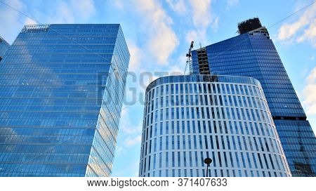 Warsaw, Poland. 14 June 2020. Roundabout Daszynski. New Skyscrapers In The Financial District Of Dow