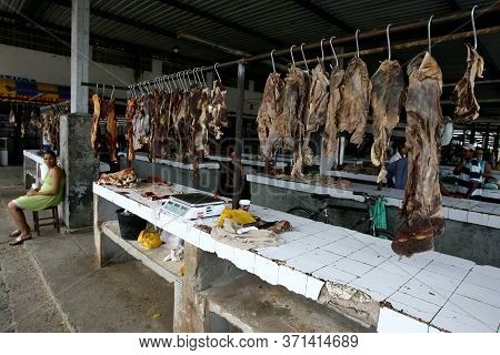 Ubata, Bahia / Brazil - October 5, 2011: Salted Beef Is Seen Exposed In A Butcher Shop In The City O