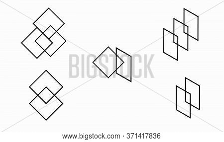 Rectangle Shapes Collection In Linear Style. Vector Logo Elements For Branding And Design