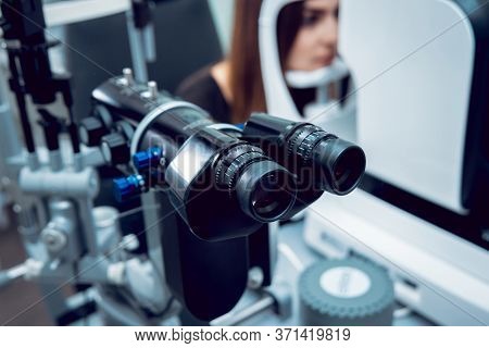 Consultation With An Ophthalmologist. Medical Equipment. Coreometry.