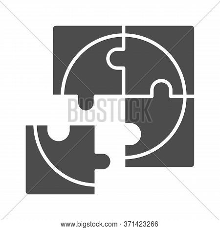 Four Puzzle Pieces Solid Icon, Business Solution Concept, Jigsaw Puzzles Sign On White Background, F