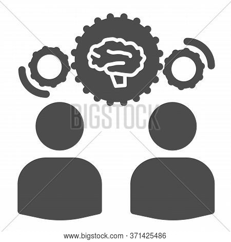 Two Men Share Knowledge Solid Icon, Business Concept, Knowledge Or Ideas Sharing Between Two People 