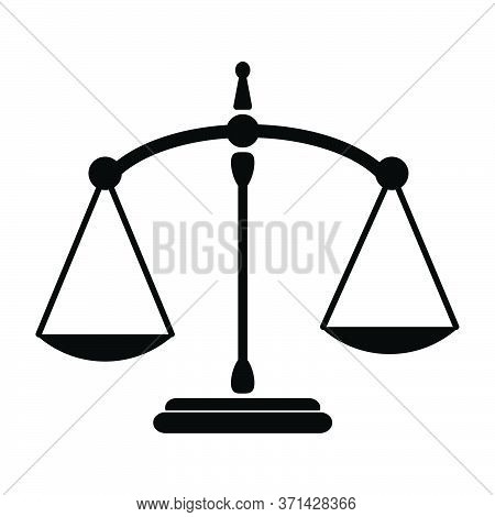 Justice Scale Balance Old And Ancient. Black And White Illustration. Eps Vector