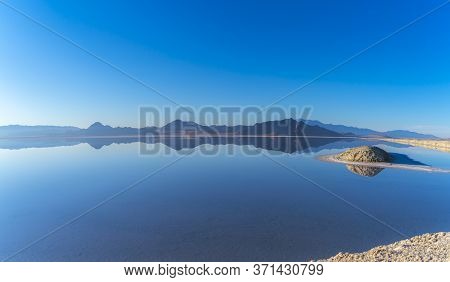 Blue Sky Reflected In Bonnievale Salt Flats, Utah