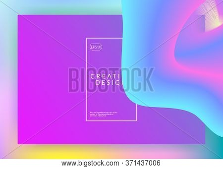 Liquid Fluid. Holographic 3d Backdrop With Modern Trendy Blend. Cool Ui, Interface Frame. Vivid Grad