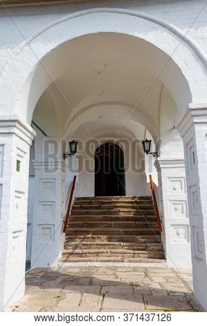 Entrance In Intercession Cathedral Of Intercession (pokrovsky) Convent In Suzdal, Russia. Golden Rin