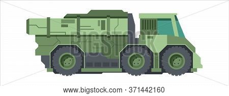 Camouflaged Military Truck. Green Wheeled Lorry M939 For Transportation Military Goods Soldiers Armo