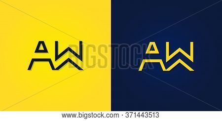 Minimalist Abstract Initial Letter Aw Logo. This Logo Incorporate With Abstract Letter In The Creati