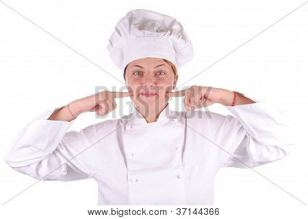 Junge weibliche Chef Uniform