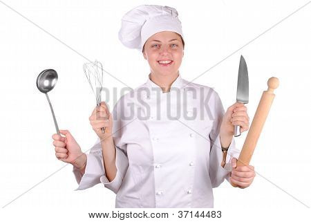 Junge weibliche Chef Uniform