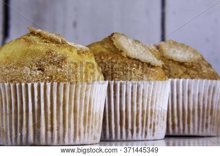 Three Delicious Cupcakes Close-up