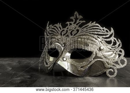 Silvery Carnival Mask On Dark
