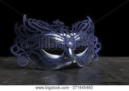 Blue Carnival Mask On Dark