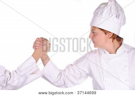 Junge weibliche Chef Uniform