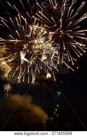 Colorful Festive Fireworks On A Black Sky Background