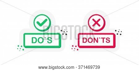 Two Buttons On White Background. Do S And Don Ts. Red And Green. Thumbs Up And Thumbs Down. Vector