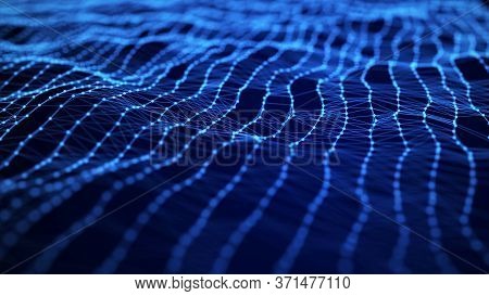 3d Illustration Dna. Abstract Digital Connection Dots And Lines. Dna Structure. Data Technology Back