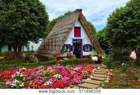Traditional Madeira Building With Thatched  Roof. At Santana