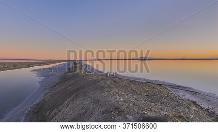 Panorama Sunset Over The Pans At The Bonnievale Salt Flats
