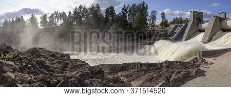 The Imatra Rapids (imatrankoski) On The Vuoksa River In Imatra. Spillway On Hydroelectric Power Stat