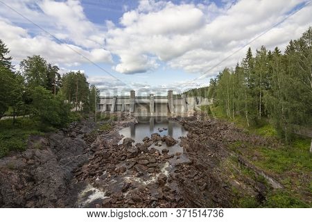 The Imatra Rapids (imatrankoski) On The Vuoksa River In Imatra. Spillway On Hydroelectric Power Stat