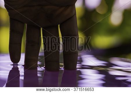 Finger Hand Touce Of Water Surface For Water For Life Concept