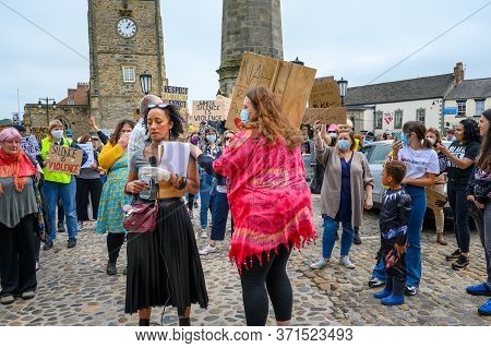 Richmond, North Yorkshire, Uk - June 14, 2020: A Protester Comforts A Speaker At An Anti-racism, Bla